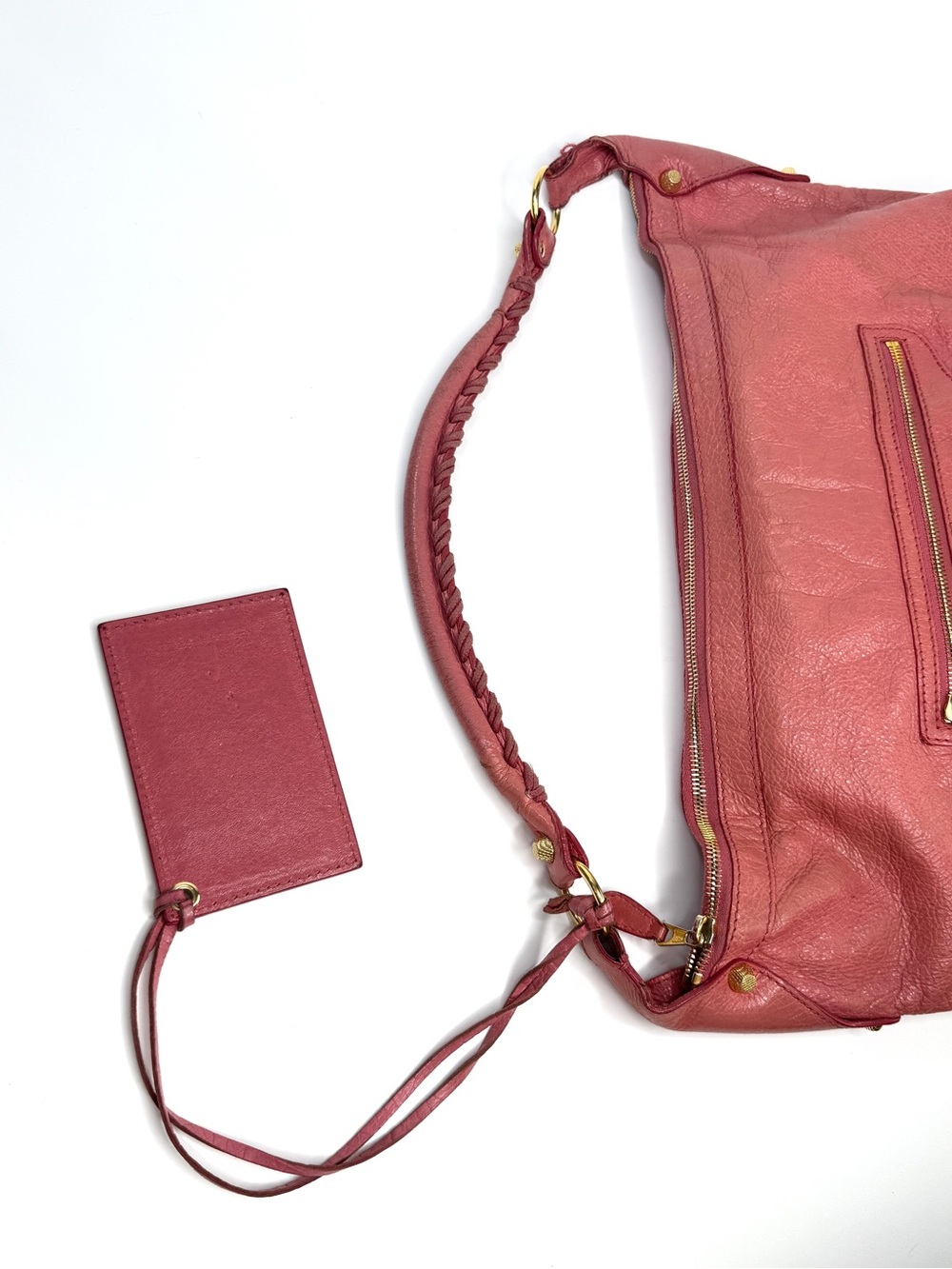 Auth Balenciaga Pink Leather Shoulder Hobo Bag motorcycle giant city hardware - Picture 15 of 15